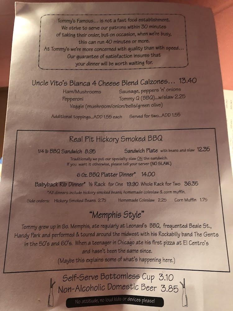 Tommy's Famous A Pizzeria Menu image 2