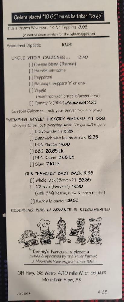 Tommy's Famous A Pizzeria Menu image 4
